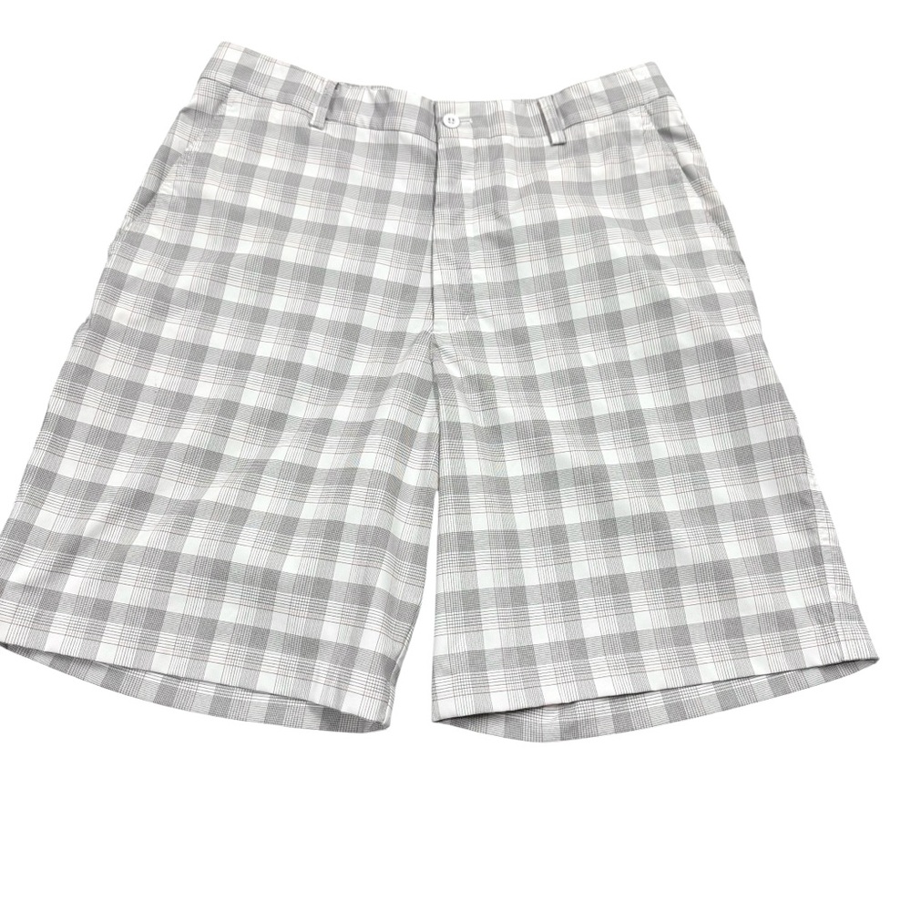 Nike‎ Golf Shorts Mens 32 Gray White Plaid Dry Fit Performance